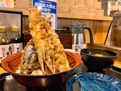 天ぷら海鮮米福 四条烏丸店の大海老天丼近影