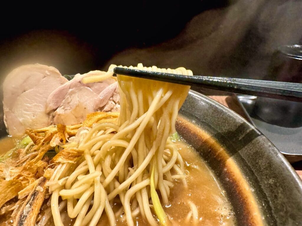 麺処むらじ 柳馬場六角の鶏黒ラーメン 麺