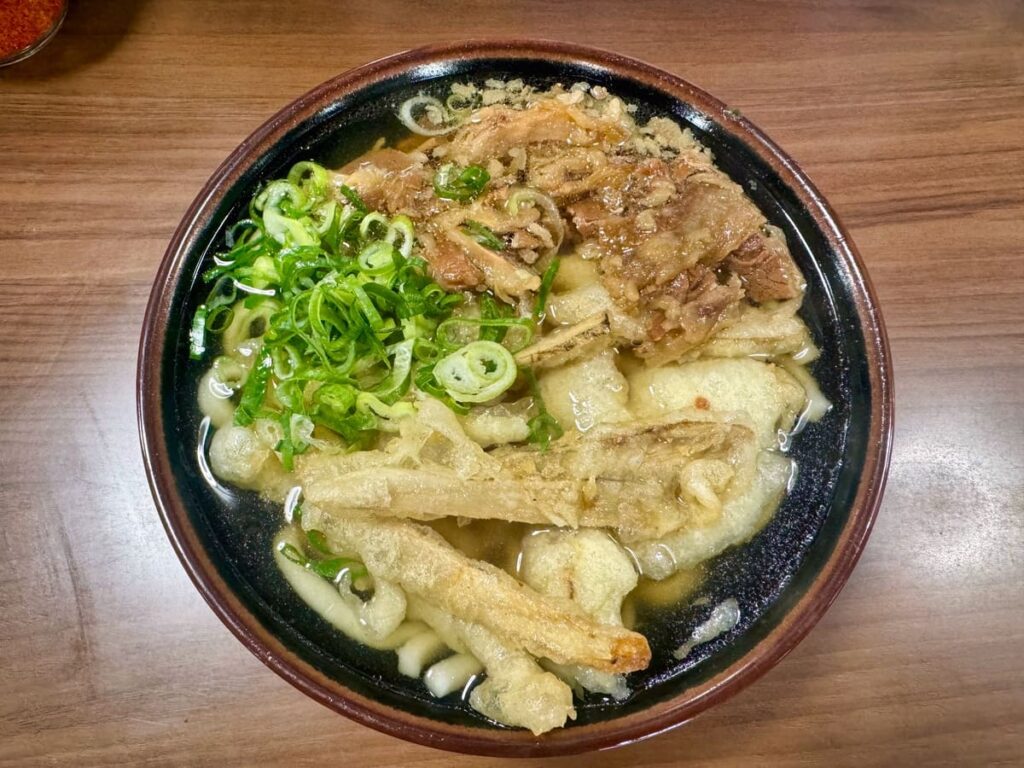 立花うどん 久留米の肉ごぼ天うどん1