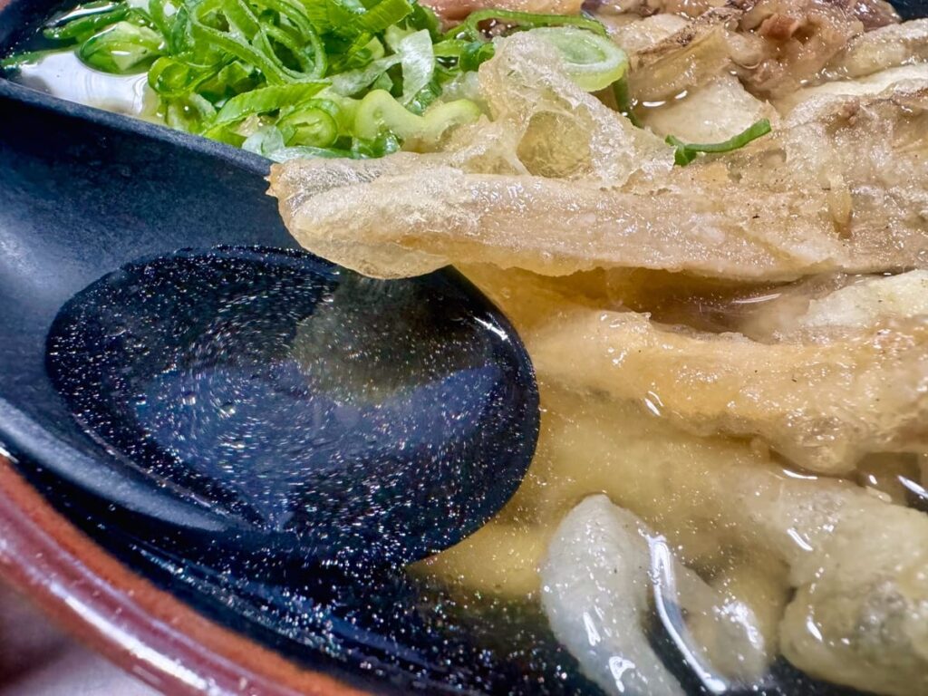 立花うどん 久留米の肉ごぼ天うどん お出汁