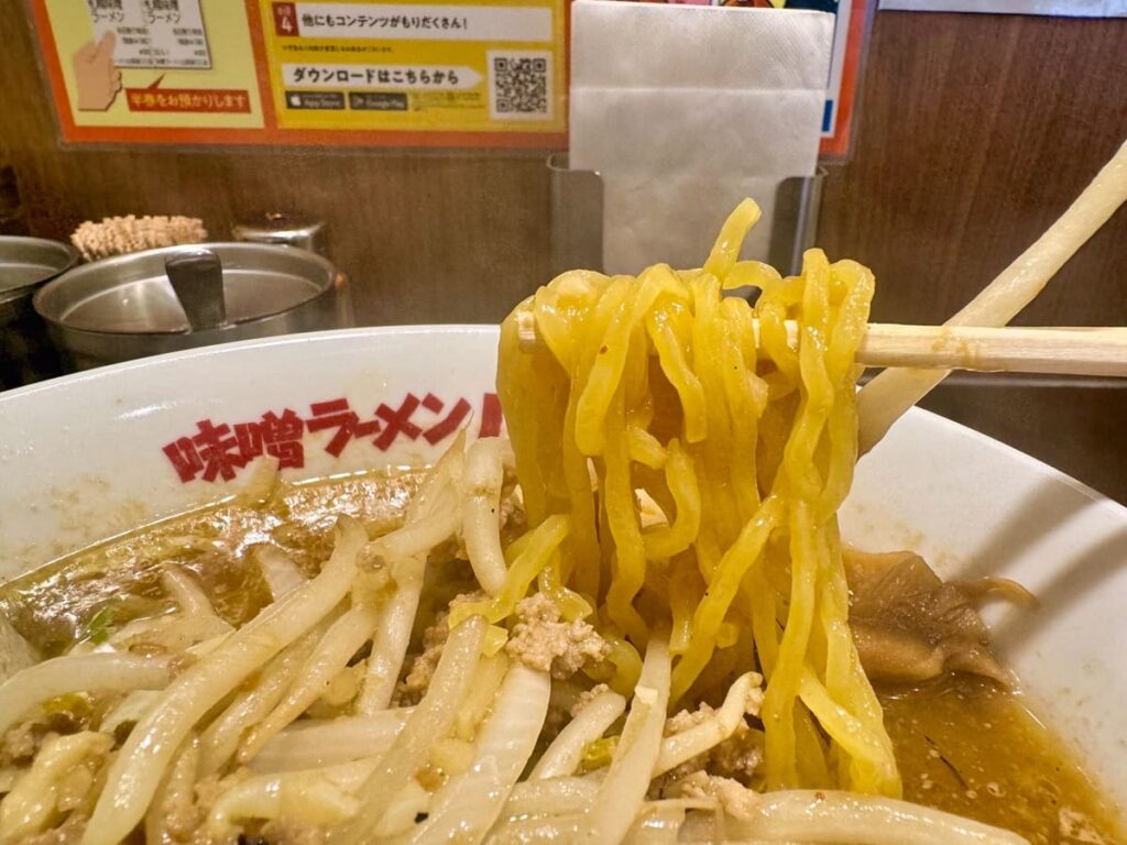 味噌ラーメン山岡家 すすきの店の札幌味噌ラーメン 麺