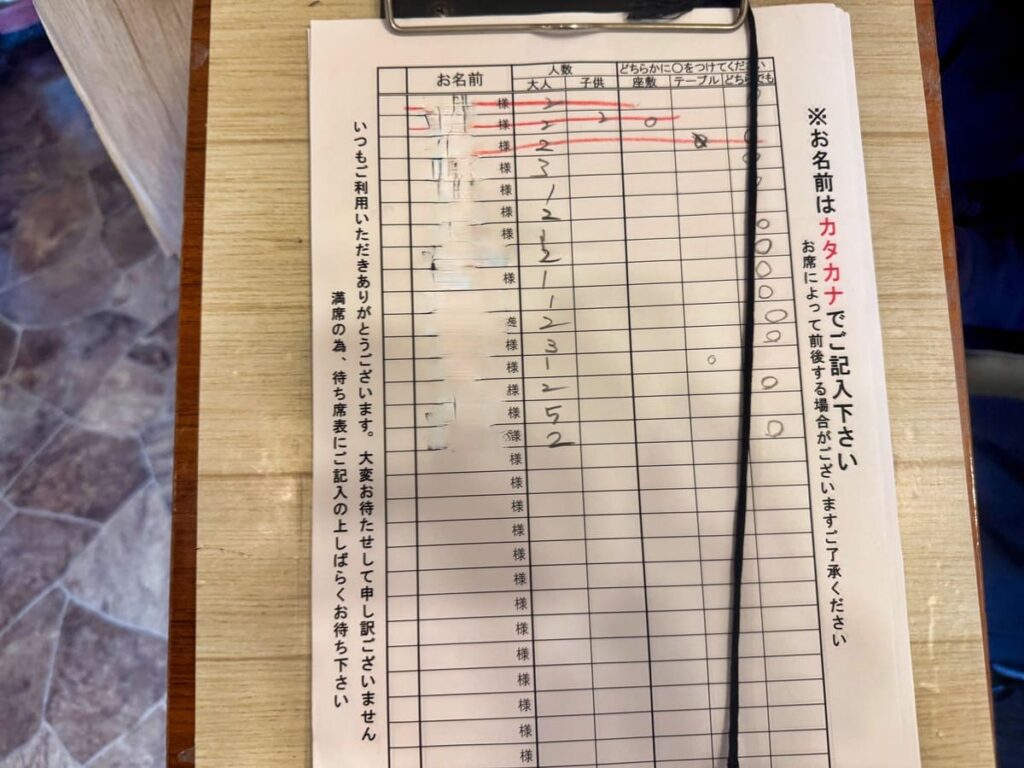 まつもとの来来憲の記名帳