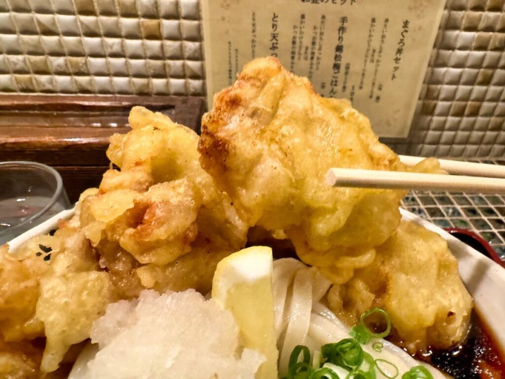 たけうちうどん店の冷やしとり天ぶっかけ大盛 とり天