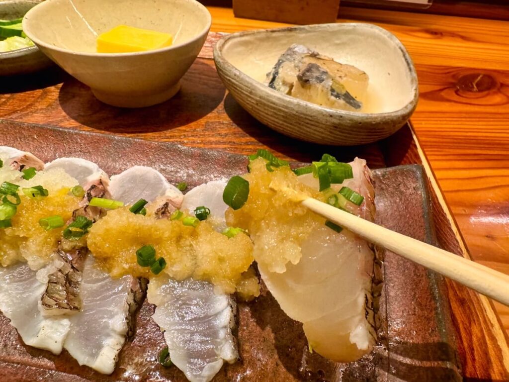 ごはんや一芯 大阪の炙り鯛 柚子おろしポン酢 実食