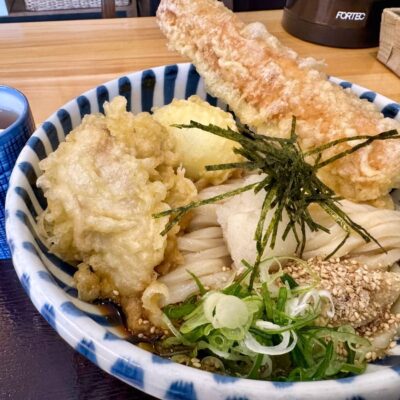 自家製麺 うどん 讃式のちく玉天とかしわ天ぶっかけ3