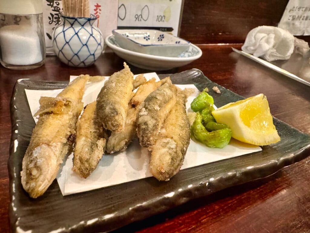 遊亀祇園のもろこの唐揚げ