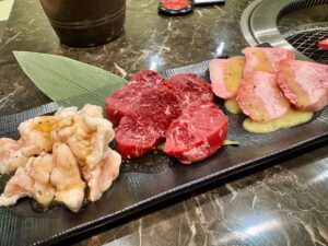 黒毛和牛 善のハラミ、てっちゃん、黒毛和牛 塩ダレわさび