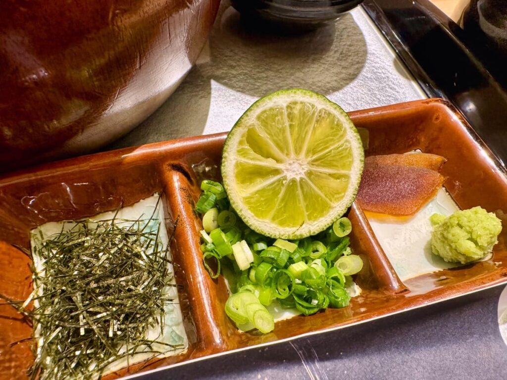 京うな和本店 四条堺町の白焼ひつまぶし 薬味