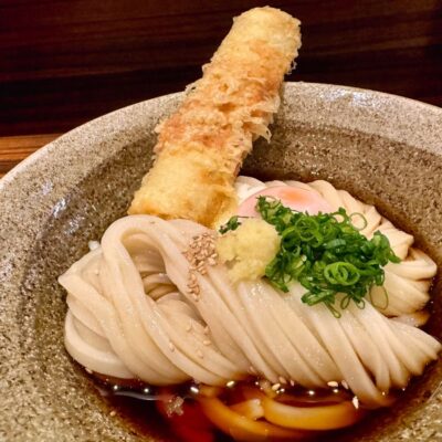 うどん屋きすけの鯛ちくわ天と温泉たまごのぶっかけ3